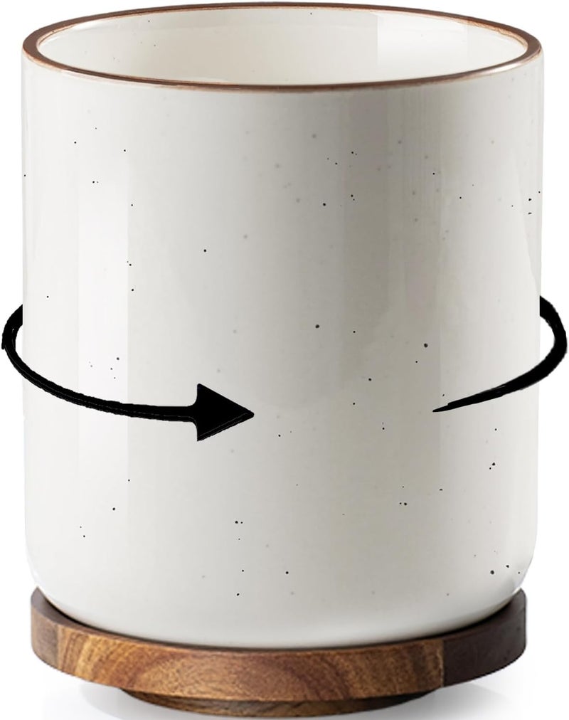 GET STAR 7.9" Extra Large Utensil Holder for Kitchen Counter, 360°Rotating Ceramic Utensils Crocks Utensil Organizer for Spatula Farmhouse Kitchen Decor - Image 1